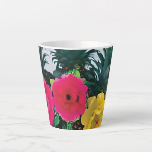 Exotic Flower with Real Pineapple accent Latte Mug