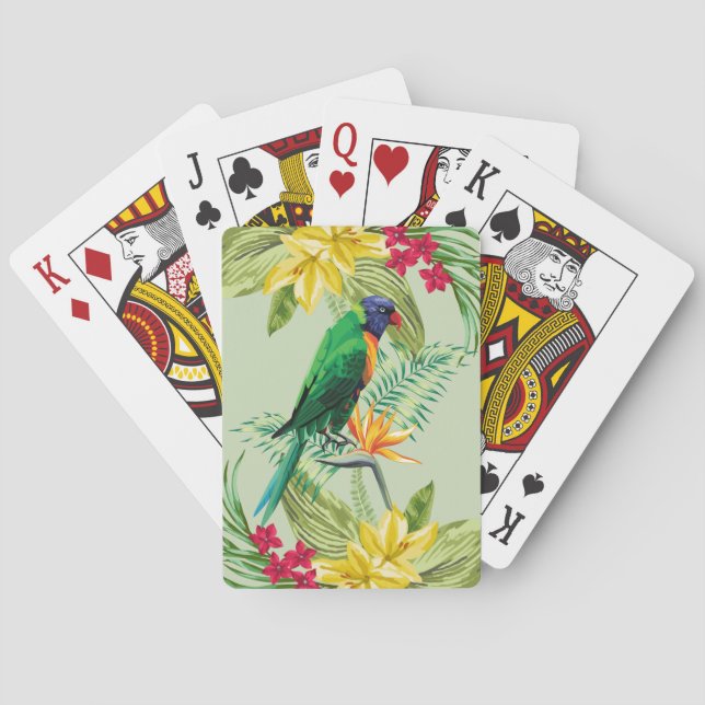 Exotic Flowers And Parrot Poker Cards (Back)