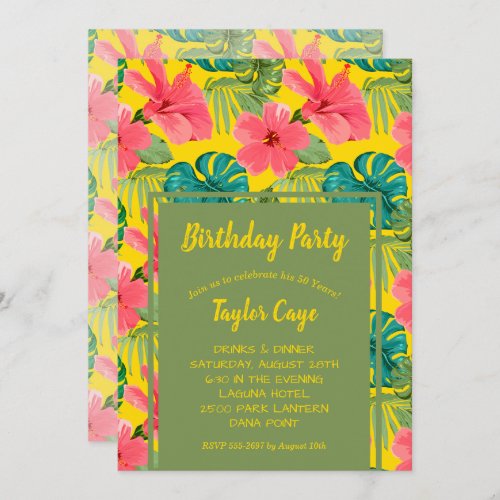 Exotic Flowers Birthday Party Invitations