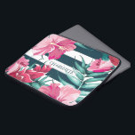 Exotic Flowers Monogram striped Laptop Sleeve<br><div class="desc">Exotic Flowers Monogram design. You are welcome to visit my store for more beautiful products.</div>