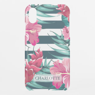 Exotic Flowers Monogram striped iPhone XR Case