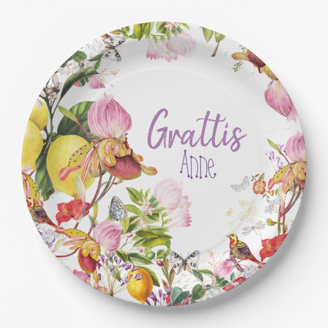Exotic Flowers Paper Plates (Front)