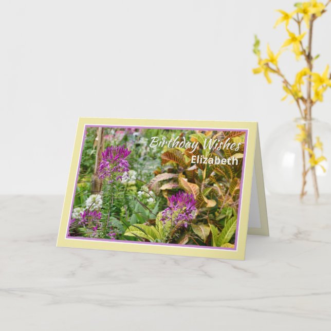 Exotic Flowers Personalized Happy Birthday Card (Yellow Flower)