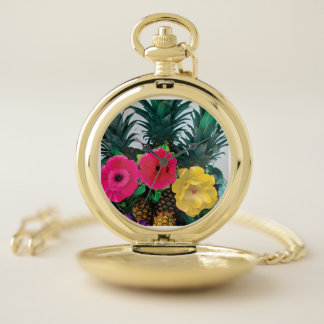 Exotic Flowers Pocket Watch