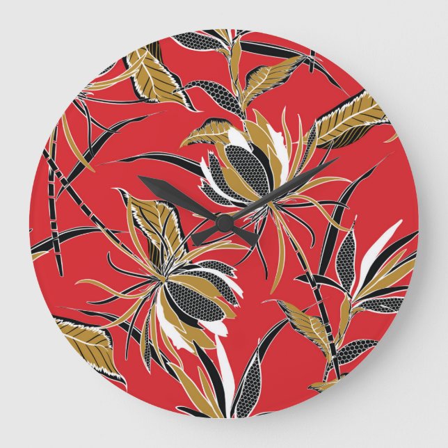 Exotic Flowers: Polka Dot Vintage Large Clock (Front)