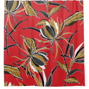 Exotic Flowers: Polka Dot Vintage Shower Curtain