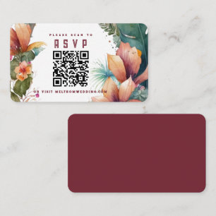 Exotic Flowers Scan to RSVP Wedding Enclosure  Card