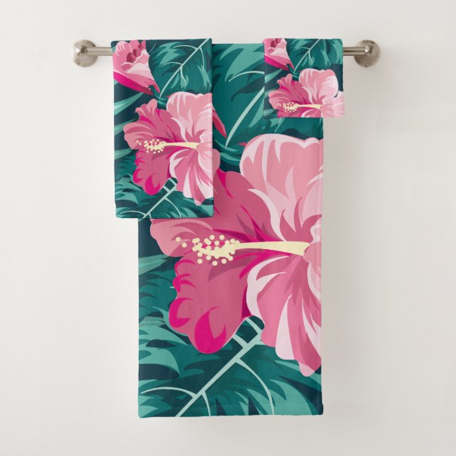 Exotic Flowers summer design Bath Towel Set (Insitu)