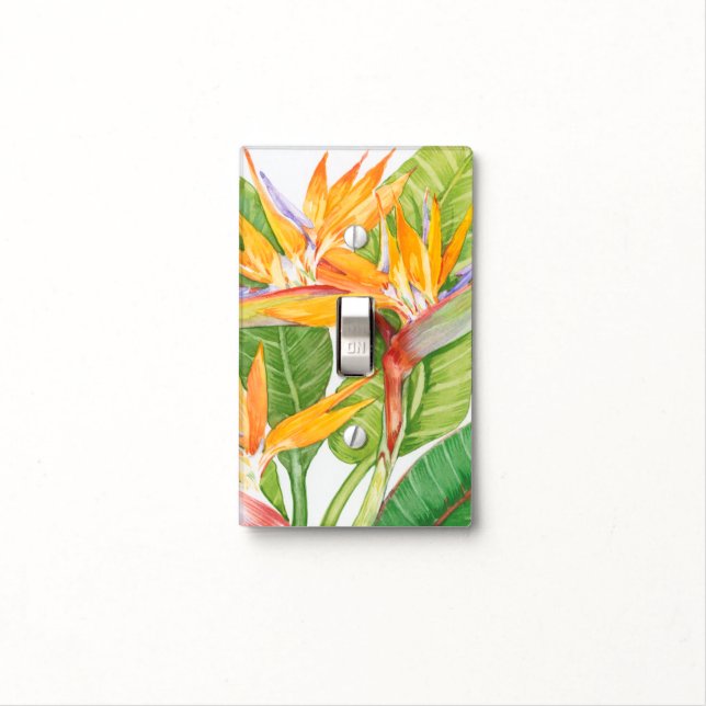 Exotic Flowers Watercolor Light Switch Cover (In Situ)