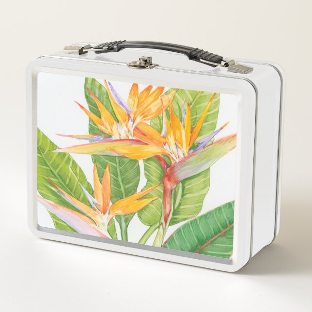 Exotic Flowers Watercolor Metal Lunch Box (Front)