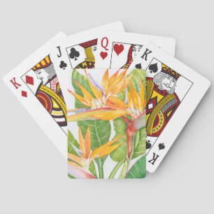 Exotic Flowers Watercolor Poker Cards