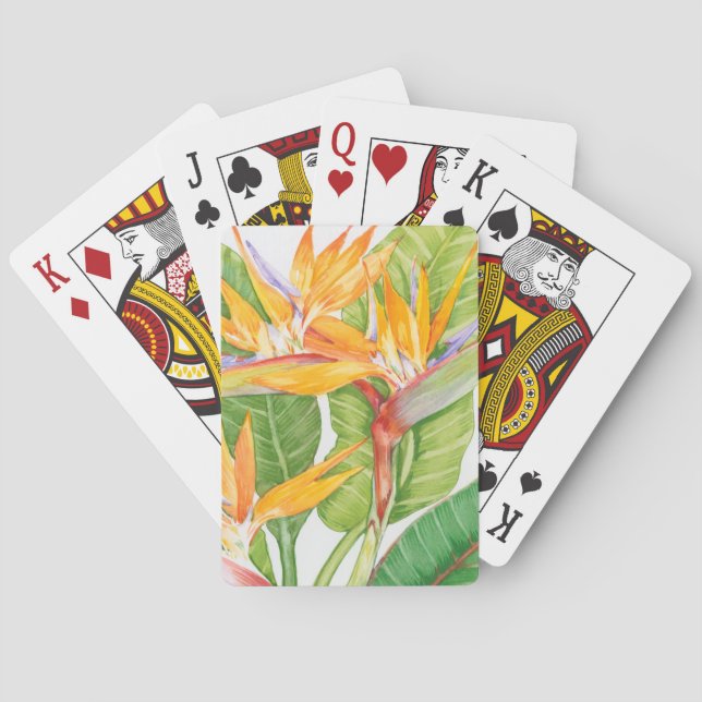 Exotic Flowers Watercolor Poker Cards (Back)