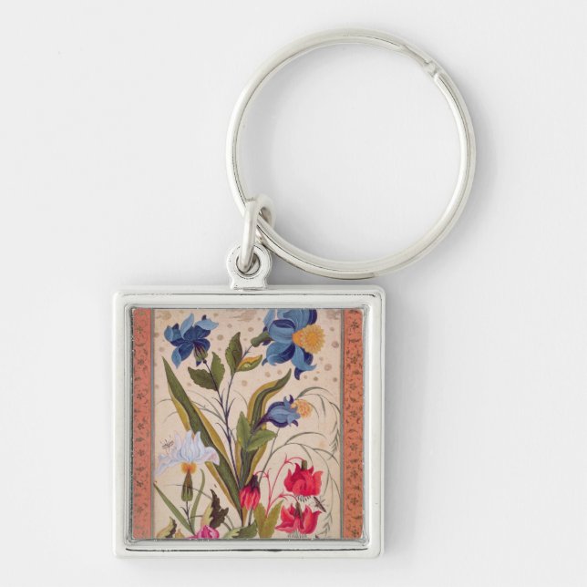 Exotic flowers with insects keychain (Front)