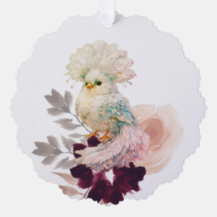 Exotic Fluffy Iridescent Fantasy Bird of Paradise  Ornament Card