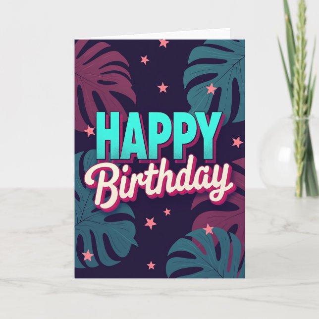 Exotic Foliage Birthday Card (Front)