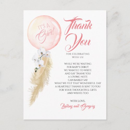 Exotic Foliage Floral Balloon Garland Thank You Postcard