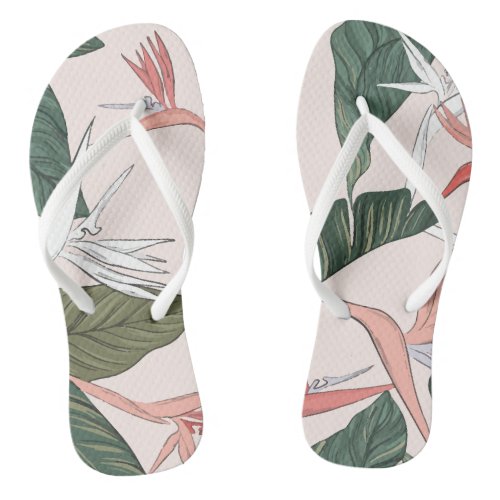 Exotic Foliage Pattern Hawaii Flip Flops