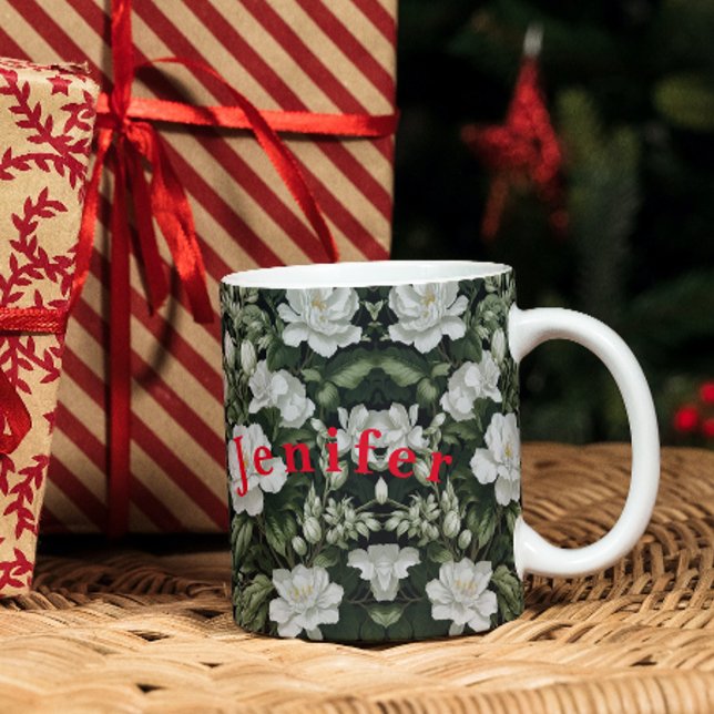 Exotic Foliage with White Flowers Coffee Mug (Creator Uploaded)