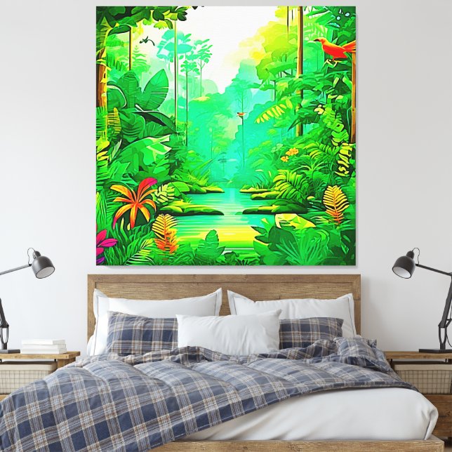 Exotic Forest Design Canvas Print (Insitu(Bedroom))