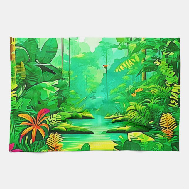 Exotic Forest Design Kitchen Towel (Horizontal)