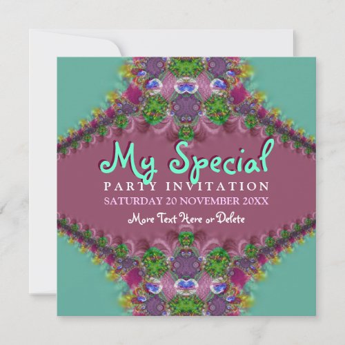 Exotic Fractal Lace Girls Party  Invitation