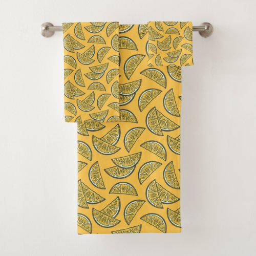 Exotic fruit citrus summer orange patter bath towel set