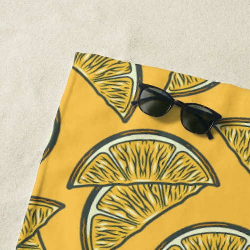 Exotic fruit citrus summer orange patter beach towel