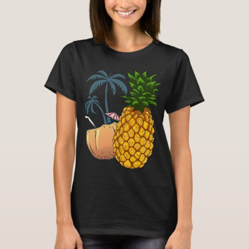 Exotic Fruit Coconut Palm Trees Tropical Summer Pi T_Shirt