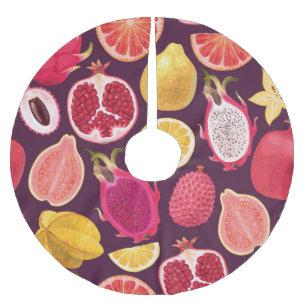 Exotic fruit: colorful seamless pattern brushed polyester tree skirt
