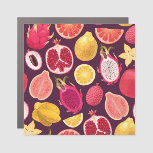 Exotic fruit: colorful seamless pattern car magnet