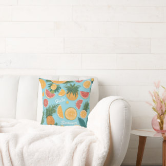 Exotic Fruit floral pattern. Hello summer. Throw Pillow