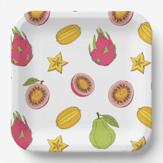 Exotic Fruit Pattern - Paradis Tropic Mixture Paper Plates