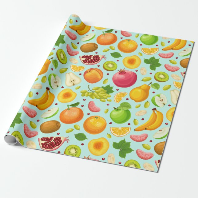 Exotic Fruit Pattern Wrapping Paper (Unrolled)