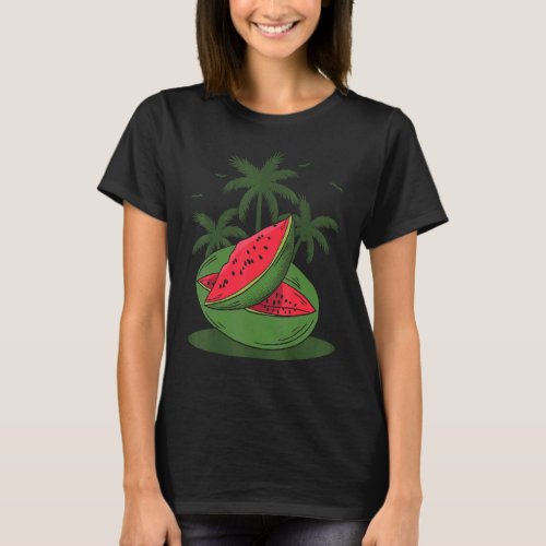 Exotic Fruit Tropical Summer Vibes Palm Trees Wate T_Shirt