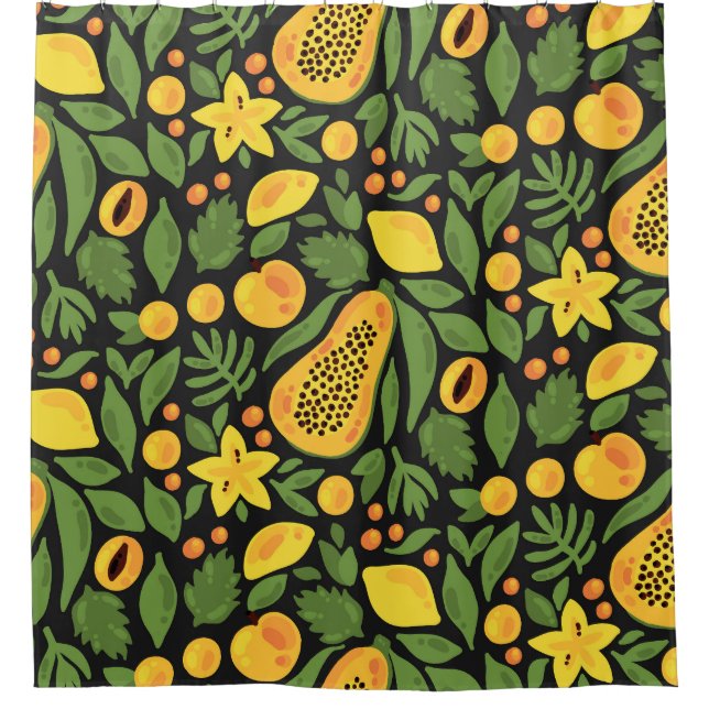 Exotic Fruits: Colorful Summer Seamless Shower Curtain (Front)