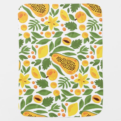 Exotic Fruits Ensemble Papaya Lemon Mango Baby Blanket