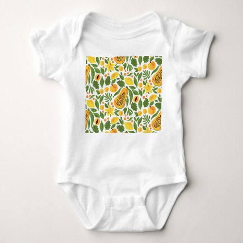 Exotic Fruits Ensemble Papaya Lemon Mango Baby Bodysuit