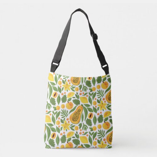 Exotic Fruits Ensemble Papaya Lemon Mango Crossbody Bag