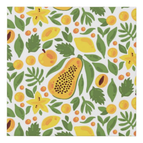 Exotic Fruits Ensemble Papaya Lemon Mango Faux Canvas Print