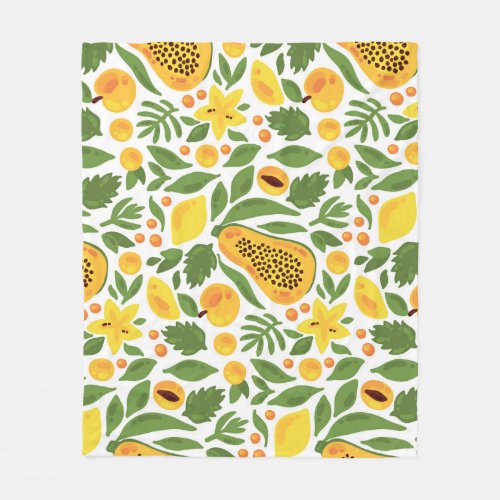 Exotic Fruits Ensemble Papaya Lemon Mango Fleece Blanket