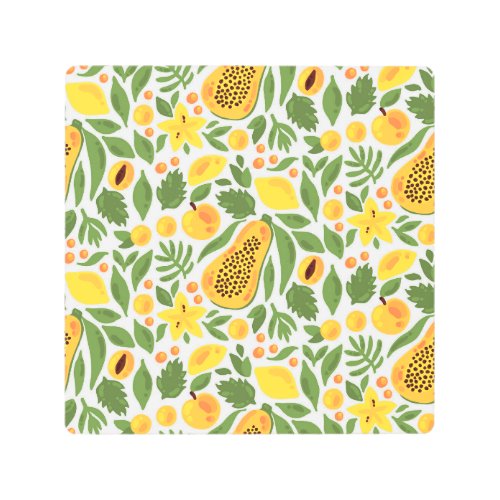 Exotic Fruits Ensemble Papaya Lemon Mango Metal Print