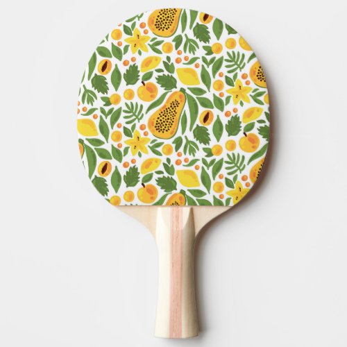 Exotic Fruits Ensemble Papaya Lemon Mango Ping Pong Paddle