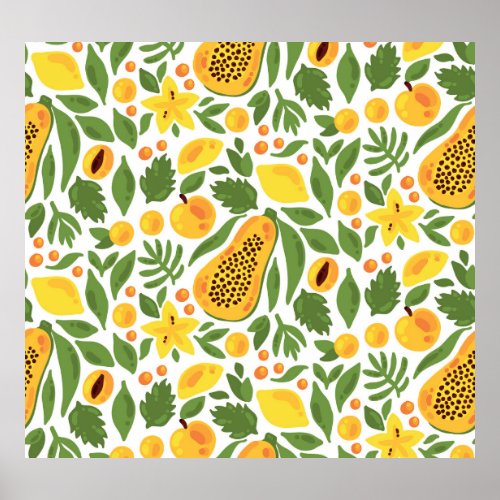 Exotic Fruits Ensemble Papaya Lemon Mango Poster