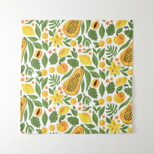 Exotic Fruits Ensemble Papaya Lemon Mango Tapestry