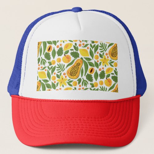 Exotic Fruits Ensemble Papaya Lemon Mango Trucker Hat