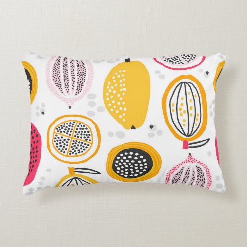 Exotic Fruits Hand_Drawn Vintage Summer Accent Pillow