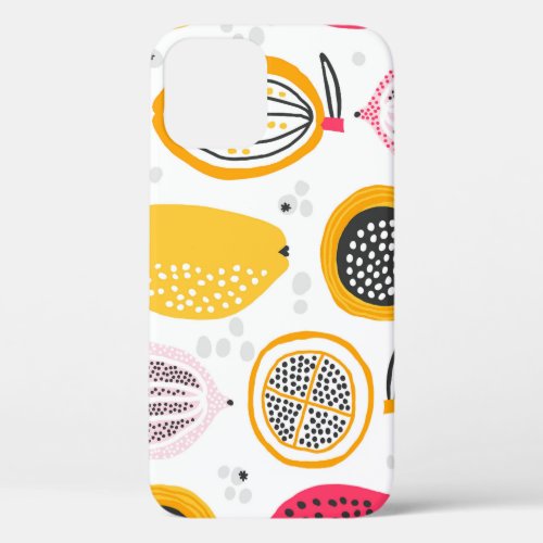 Exotic Fruits Hand_Drawn Vintage Summer iPhone 12 Case