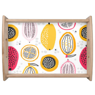 Exotic Fruits Hand-Drawn: Vintage Summer Serving Tray