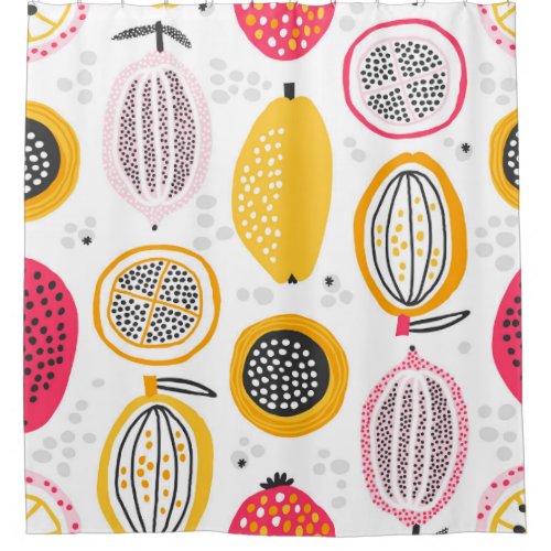 Exotic Fruits Hand_Drawn Vintage Summer Shower Curtain