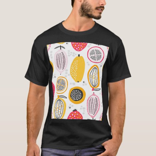 Exotic Fruits Hand_Drawn Vintage Summer T_Shirt